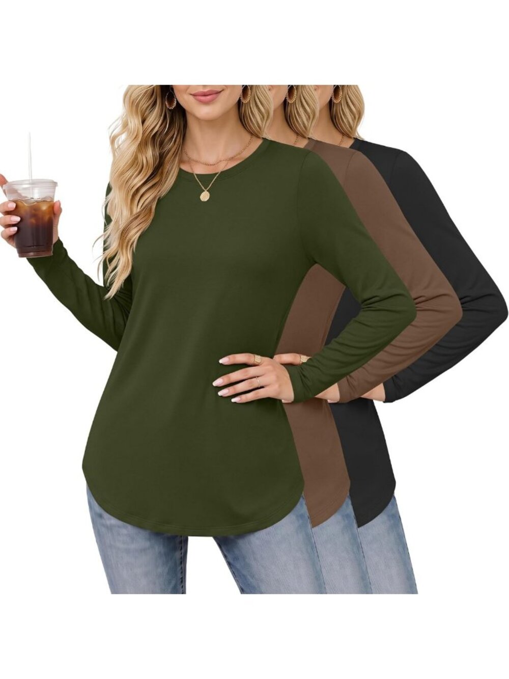 3 Pack Women's Casual Long Sleeve Tunic Tops - Comfy, Versatile & Stylish